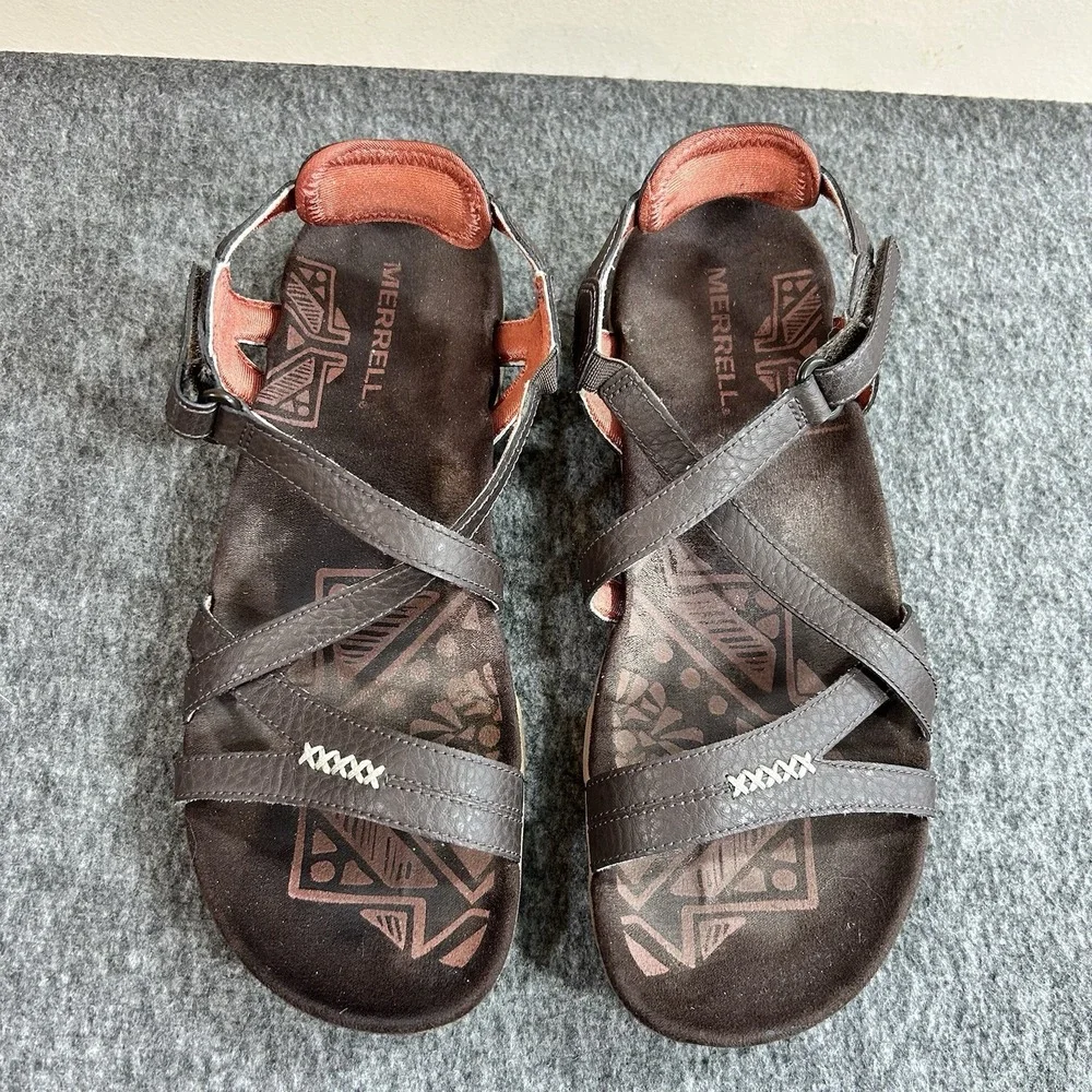 Merrell Sandspur Rose Outdoor Leather Sandal Cocoa Coral Women's Size 8 - Picture 2 of 10